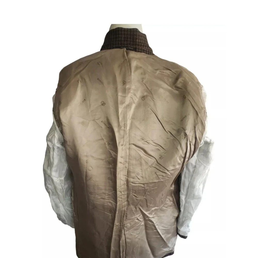 LBM BIANCHI Bozzella & Lesna Italian Blazer Glen Check Wool Silk Men 40R